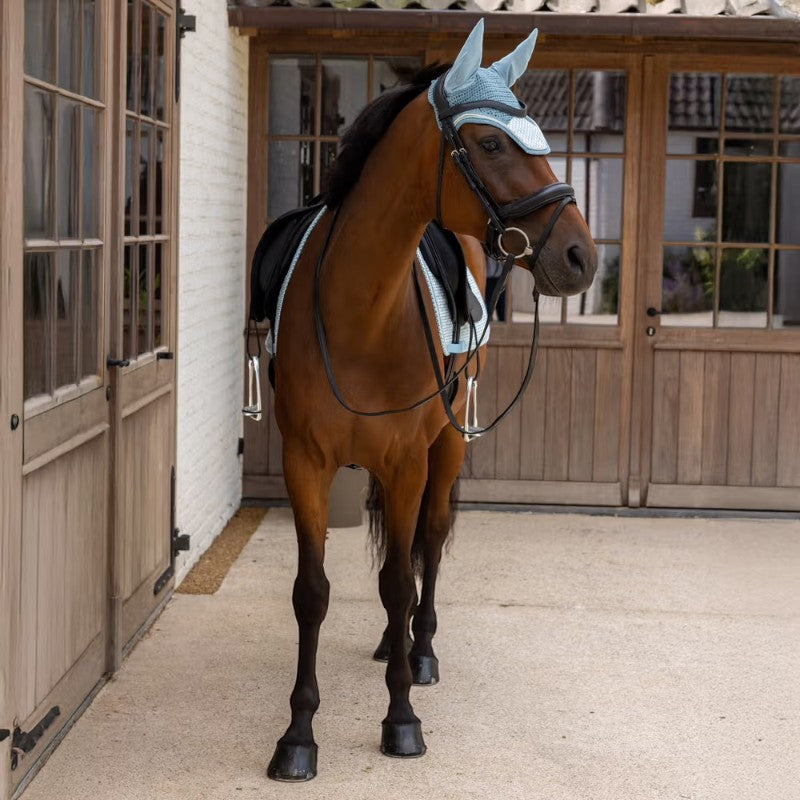 Kentucky Horsewear - Paardenoorhoodje Wellington Velvet Printing flags lichtblauw | - Ohlala