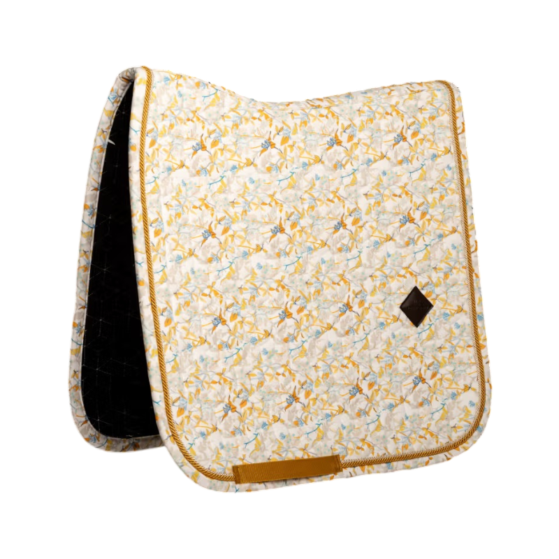 Kentucky Horsewear - Dressuurzadeldek Velvet Printing spring leaves whispers bruin/ wit | - Ohlala