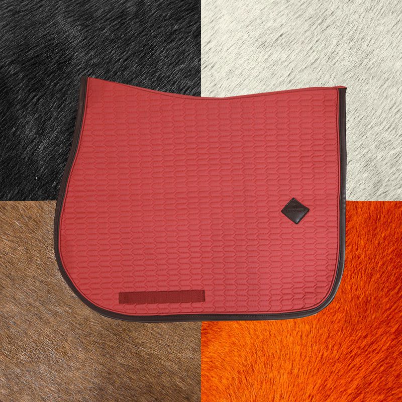 Kentucky Horsewear - Tapis de selle color edition cuir corail | - Ohlala