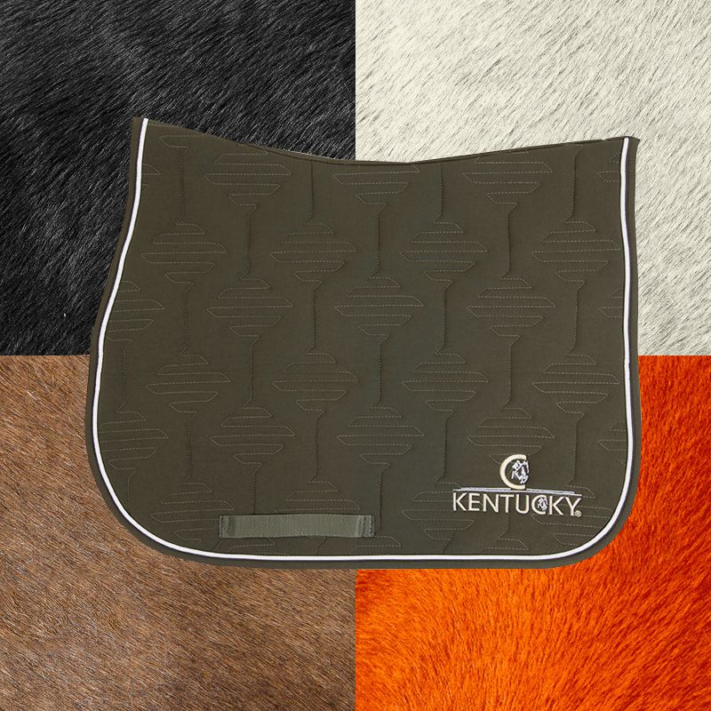 Kentucky Horsewear - Tapis de selle color edition cuir logo kaki | - Ohlala