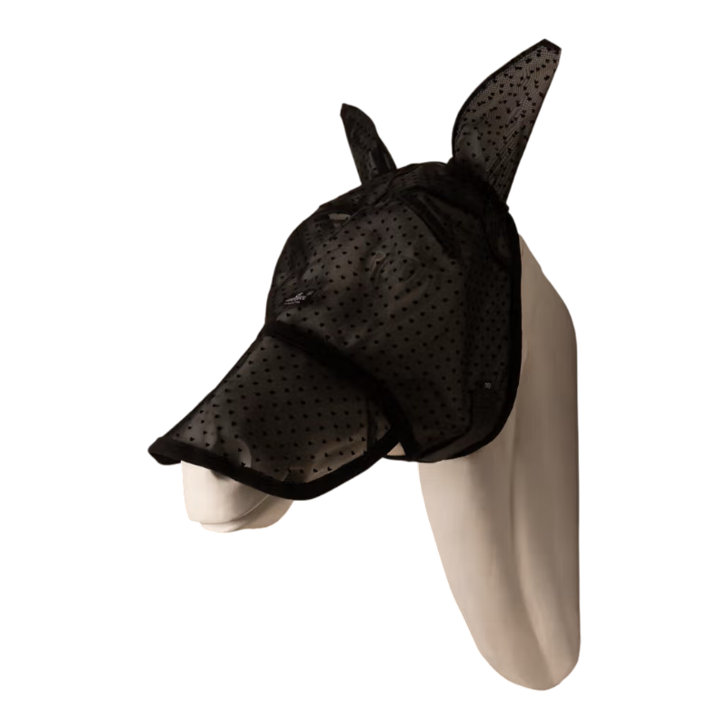 Kentucky Horsewear - Maschera anti-mosche Heart con orecchie e naso nera | - Ohlala