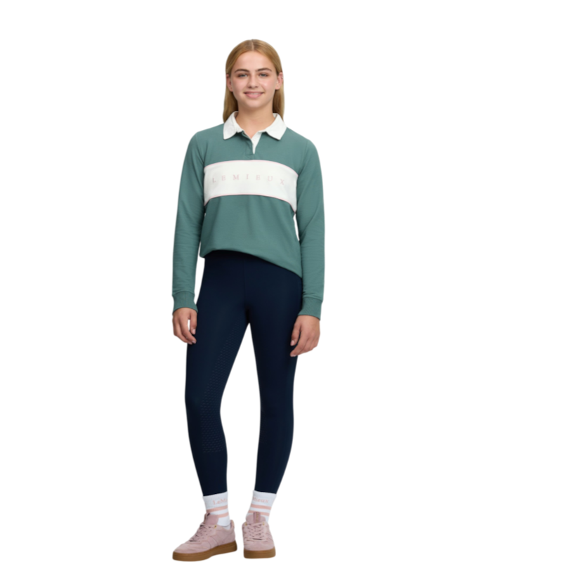 LeMieux – Kinder-Langarm-Rugbypolo Riley in Aloegrün