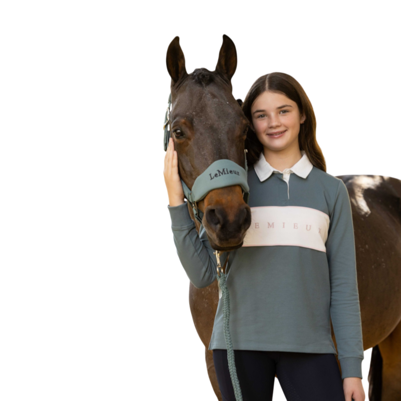LeMieux – Kinder-Langarm-Rugbypolo Riley in Aloegrün