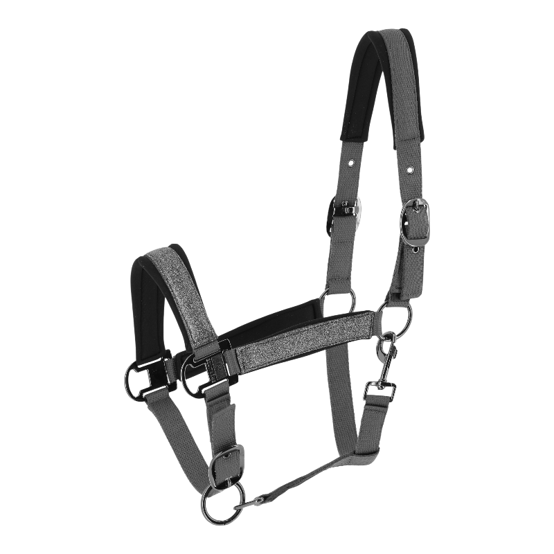 Equithème - Licol en nylon Glowy gris/ argent | - Ohlala