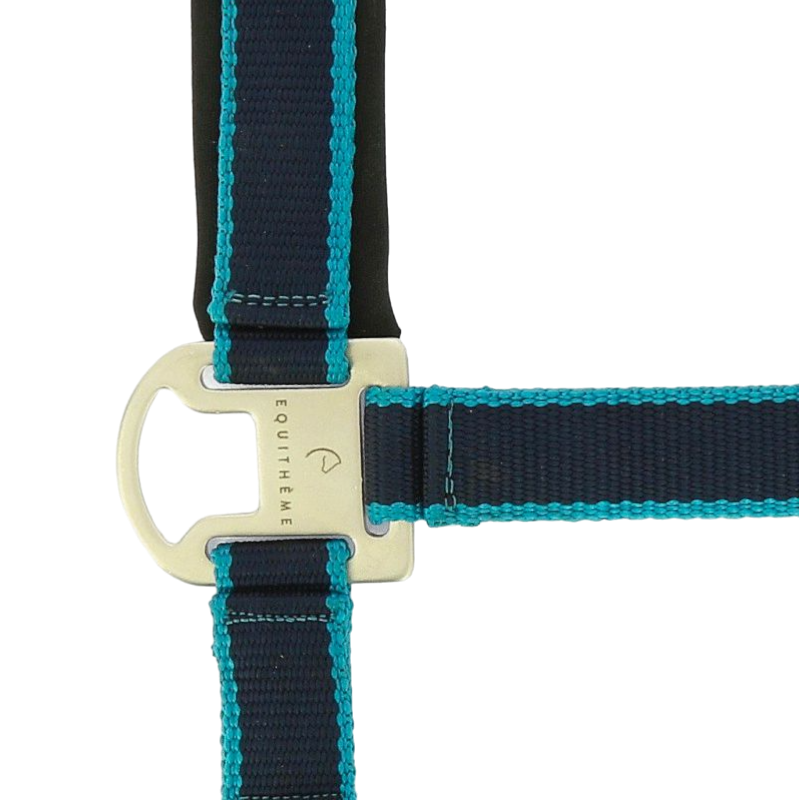 Equithème - Halter + lead satin navy/turquoise