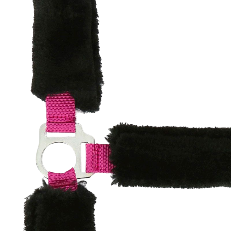 Norton - Fuchsia/black synthetic sheepskin halter