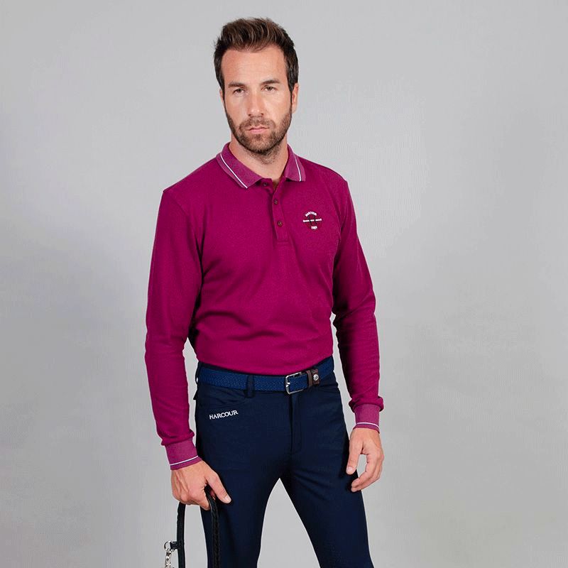 Harcour - Polo manches longues homme Pablo violine | - Ohlala