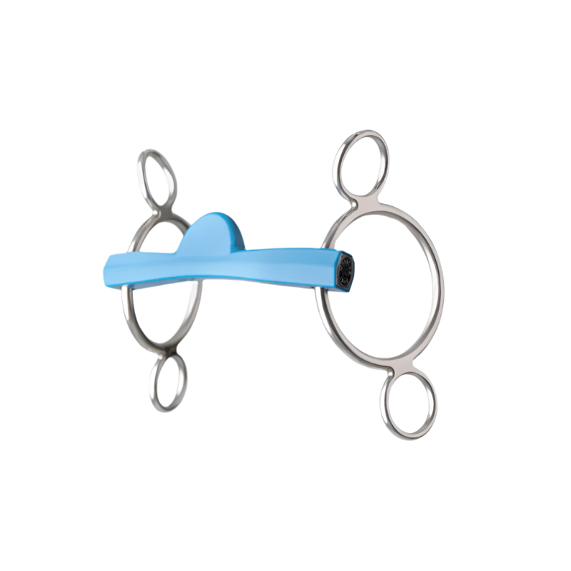Metalab - Mors réglable Flexi droit demi-lune trois anneaux bleu