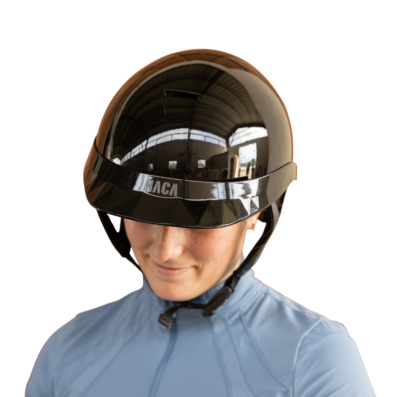NACA - Casque d'équitation visière standard Comète S noir brillant | - Ohlala