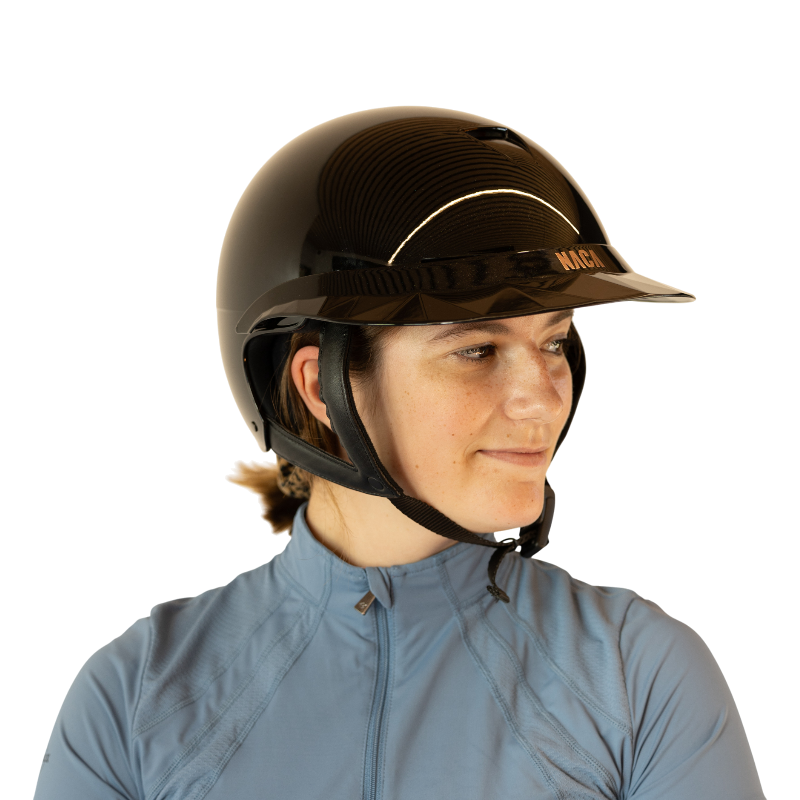 NACA - Casco de equitación visera polo Comète S negro brillante | - Ohlala