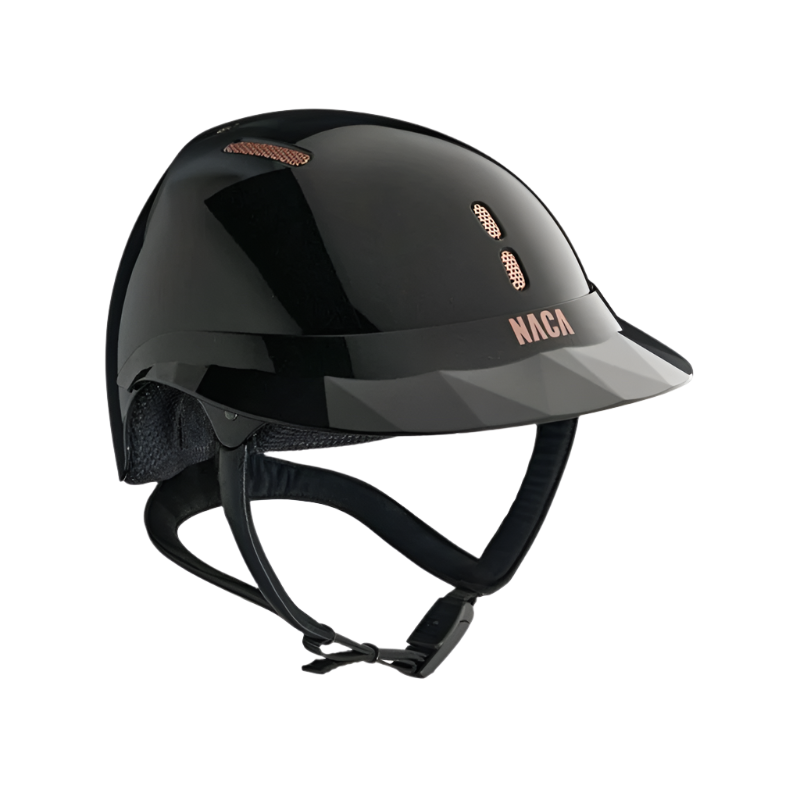 NACA - Casque d'équitation Gravity S visière polo brillant noir onyx/ rose gold