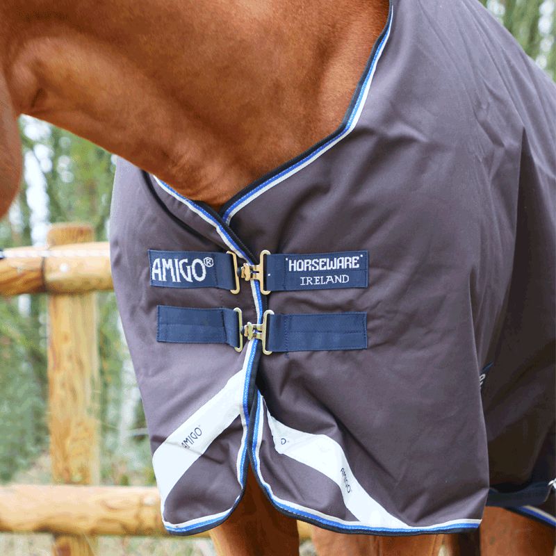 Horseware - Couverture d'extérieur bravo 12 original noir/ bleu 100g | - Ohlala