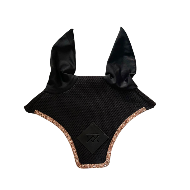 Oxxer - Short cap for horses Black diamond pink gold sequins 