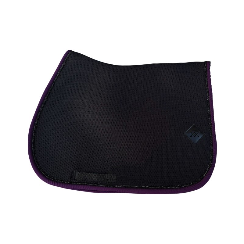 Oxxer - saddle pad Black/aubergine mesh with black sequins 