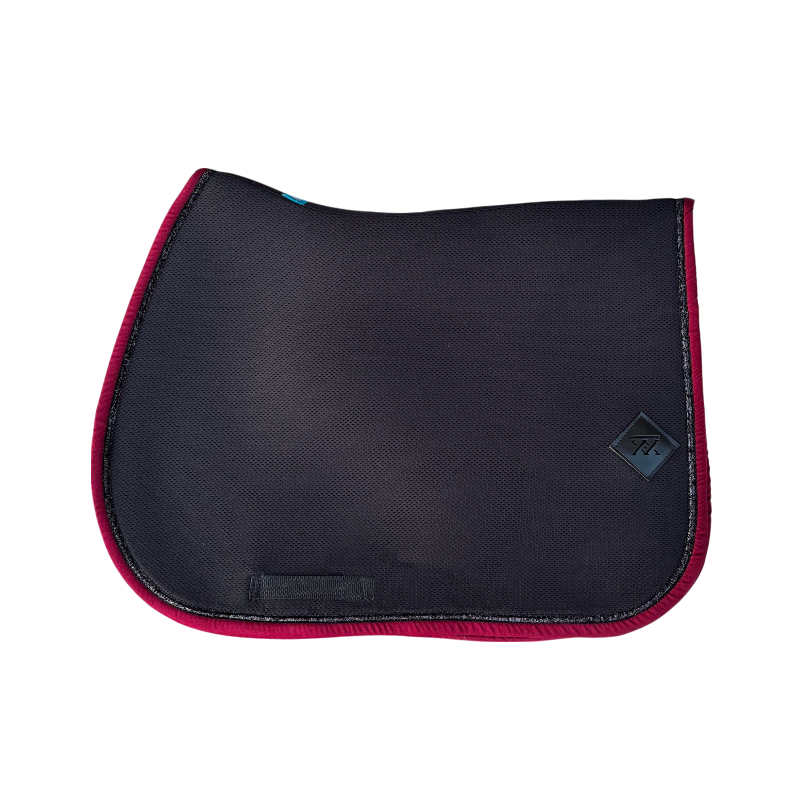 Oxxer - saddle pad Black/burgundy mesh with black sequins 
