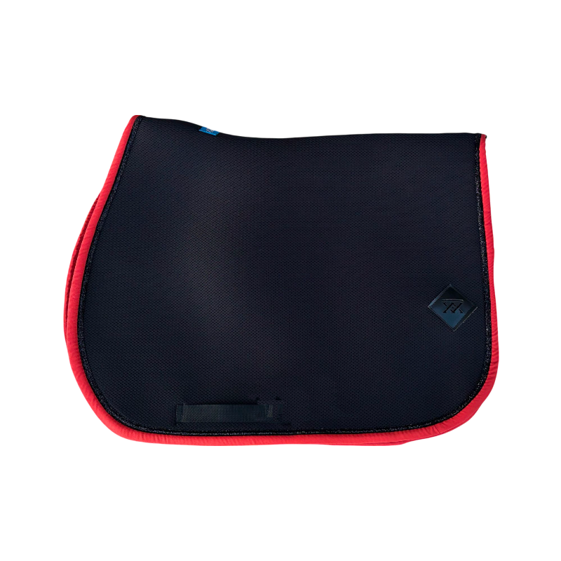 Oxxer - saddle pad Black/coral mesh with black sequins 