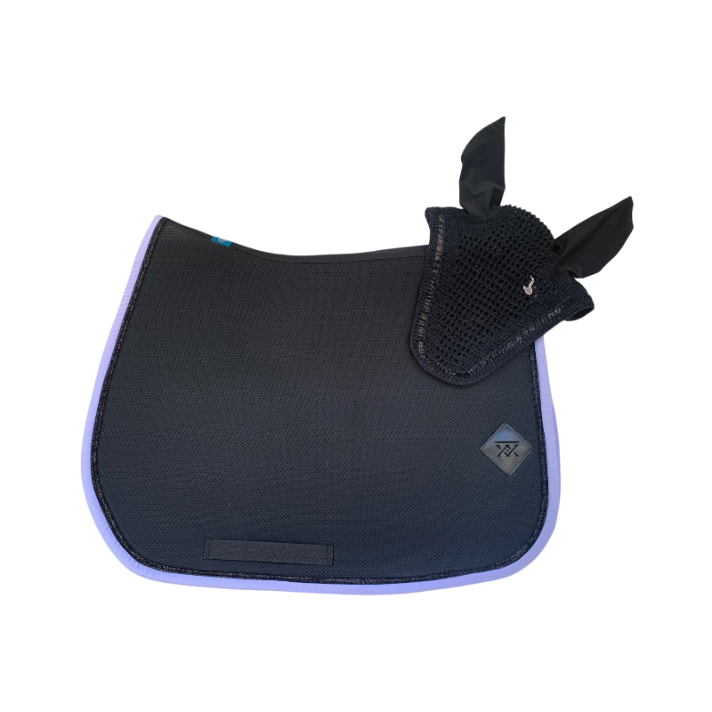 Oxxer - saddle pad Black/lilac mesh with black sequins 