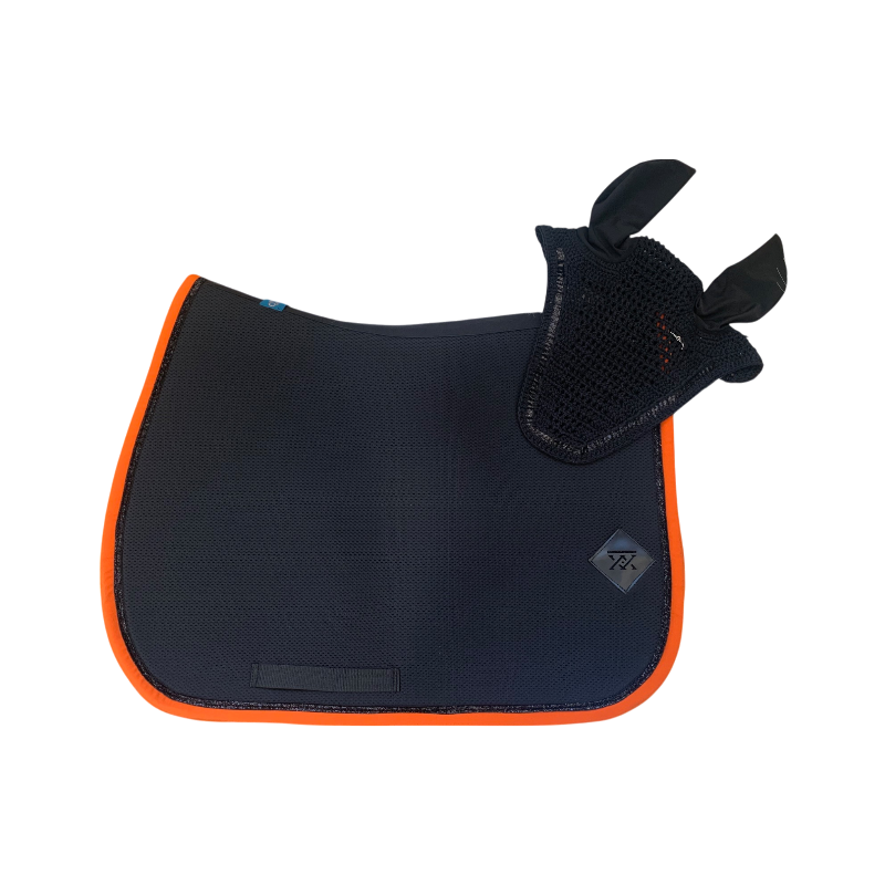 Oxxer - Sattelpad Mesh schwarz/ orange schwarze Pailletten | - Ohlala