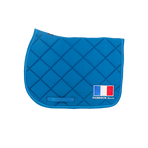 Paddock Sports - Tapis de selle Prems bleu canard logo France | - Ohlala