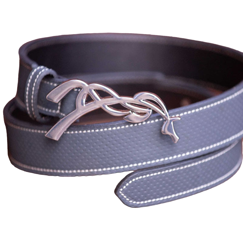 Pénélope - Ceinture femme Signature cuir perforé bleu