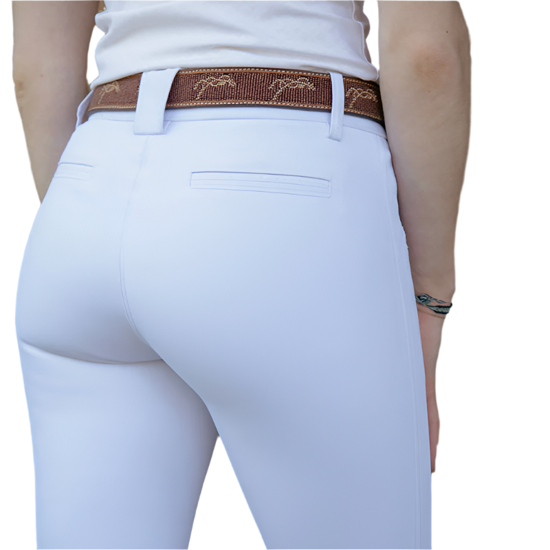 Pénélope - Pantalon d'équitation femme Rocky blanc taille mi-haute