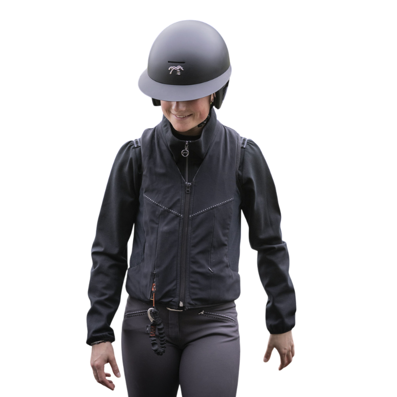 Pénélope - Matte black polo visor riding helmet Pénélope X Freejump 