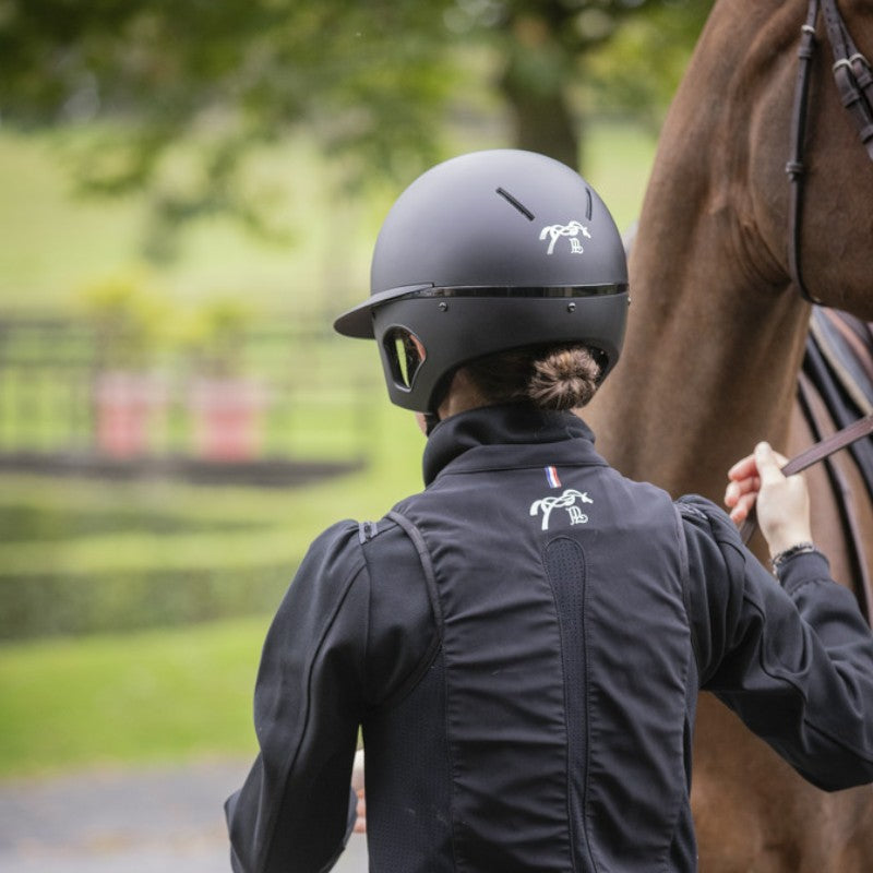 Pénélope - Matte black polo visor riding helmet Pénélope X Freejump 