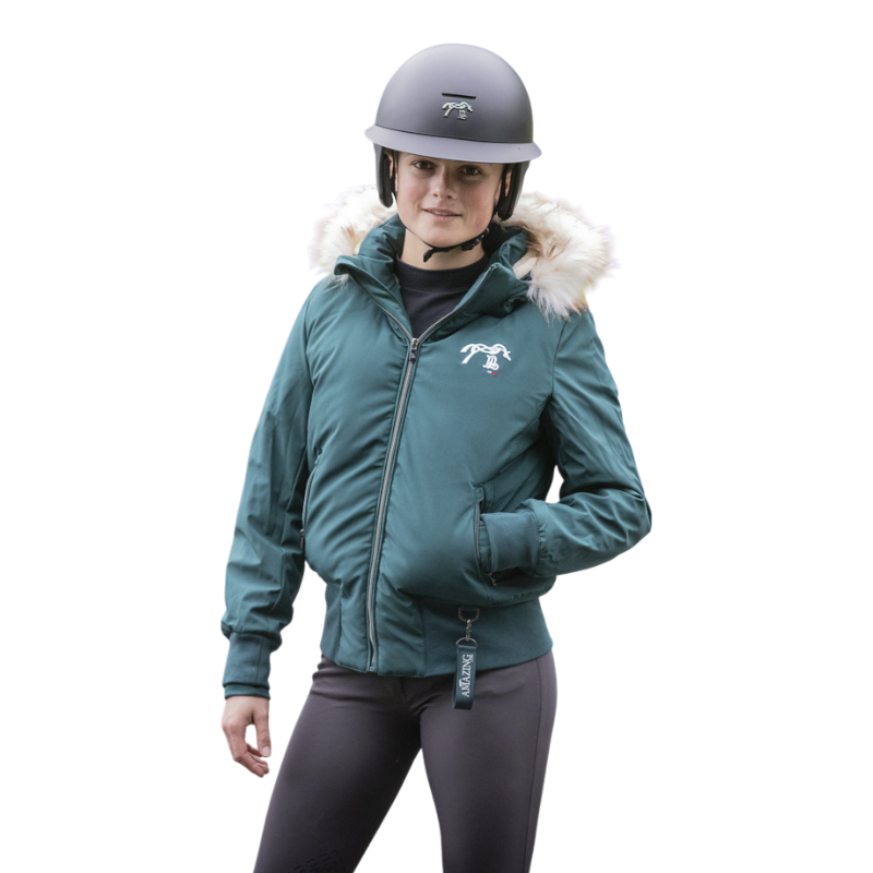 Pénélope - Matte black polo visor riding helmet Pénélope X Freejump 