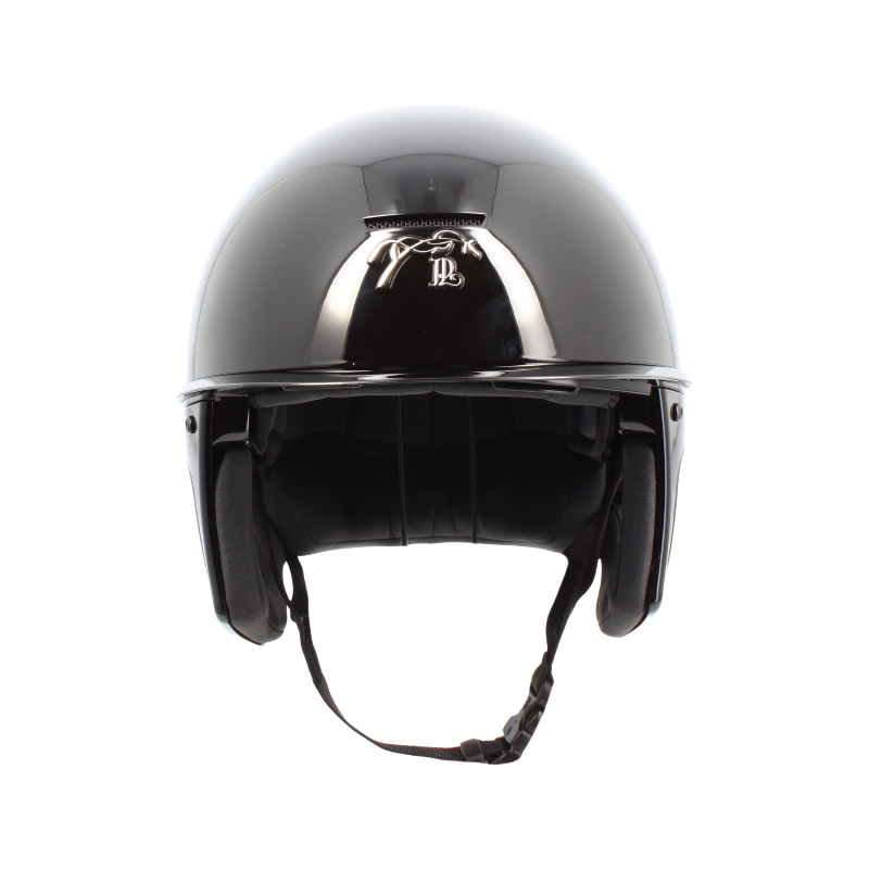 Pénélope - Standard black shiny riding helmet with visor Pénélope X Freejump 