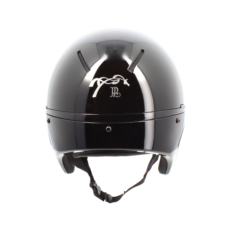Pénélope - Standard black shiny riding helmet with visor Pénélope X Freejump 