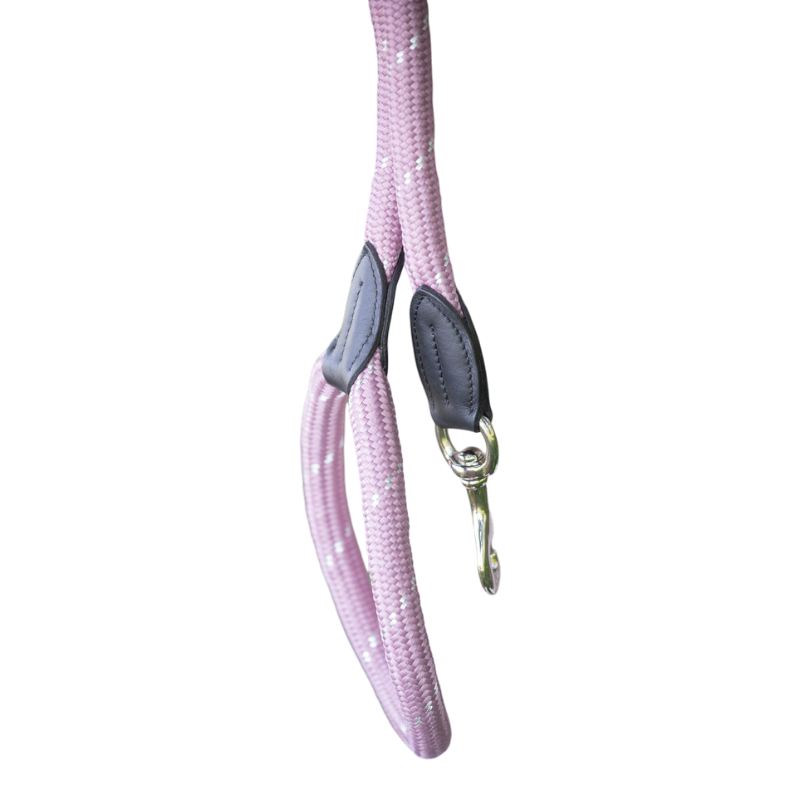 Pénélope - Billie pink dog leash/ black leather 