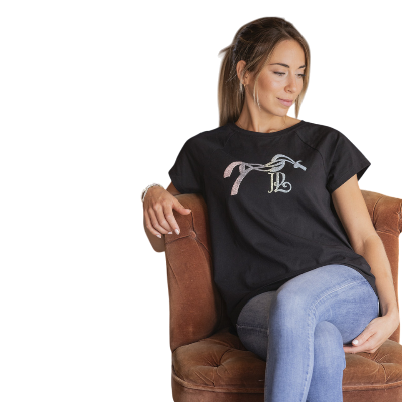Pénélope - Women's short sleeve funky black T-shirt 