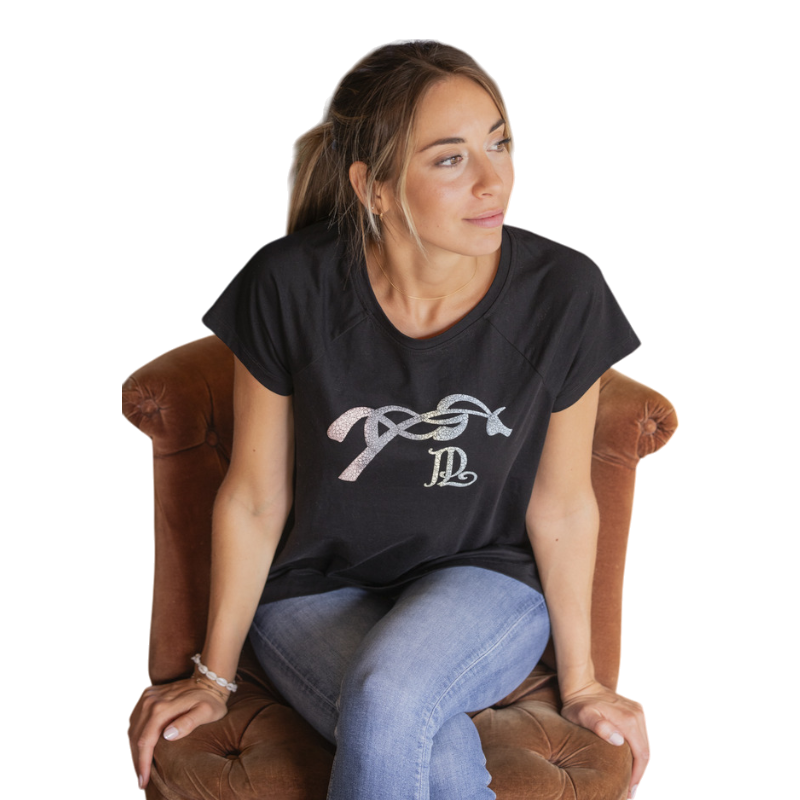 Pénélope - Women's short sleeve funky black T-shirt 