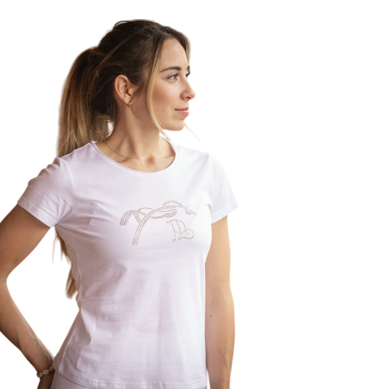 Pénélope - T-shirt manches courtes femme Iconic Strass blanc