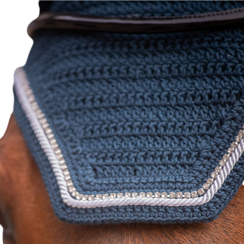 Pénélope - Bonnet pour chevaux Diamant bleu canard/blanc