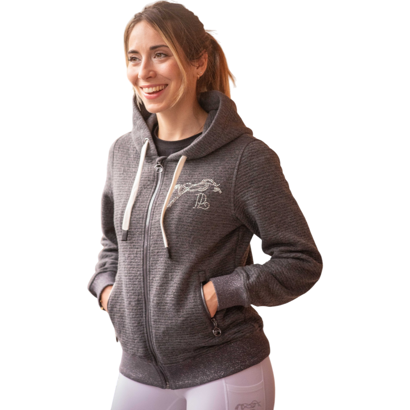 Pénélope - Sweat manches longues femme Tressy Flock gris clair