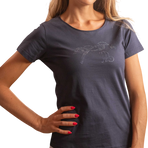 Pénélope - Women's Short Sleeve T-Shirt Iconic Rhinestone Navy