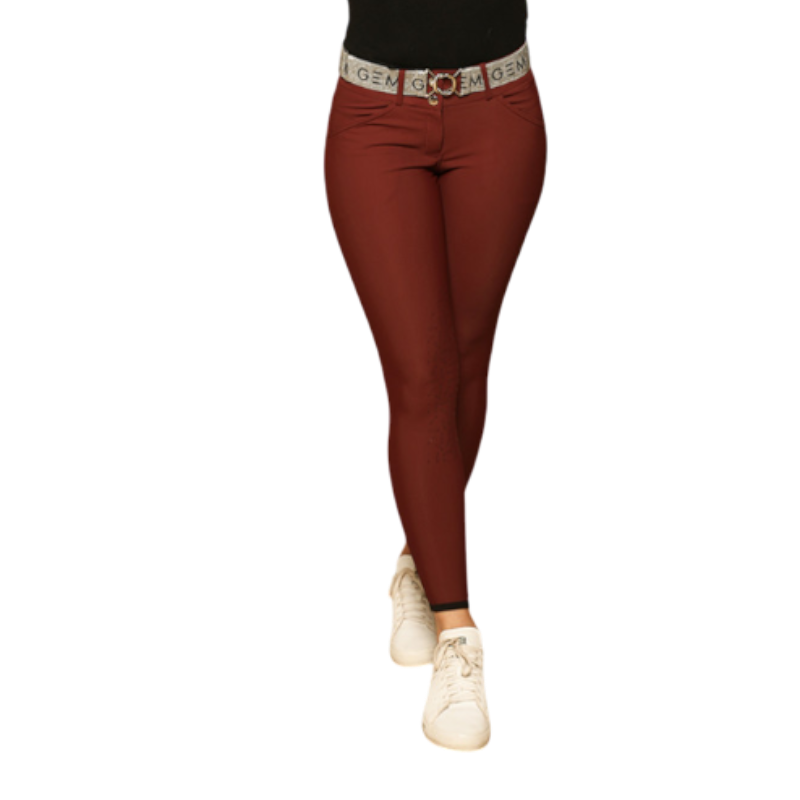 GEM - Pantalon d'équitation femme John full grip bordeaux