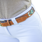 Pénélope - Pearl Cognac/Turquoise Belt | - Ohlala