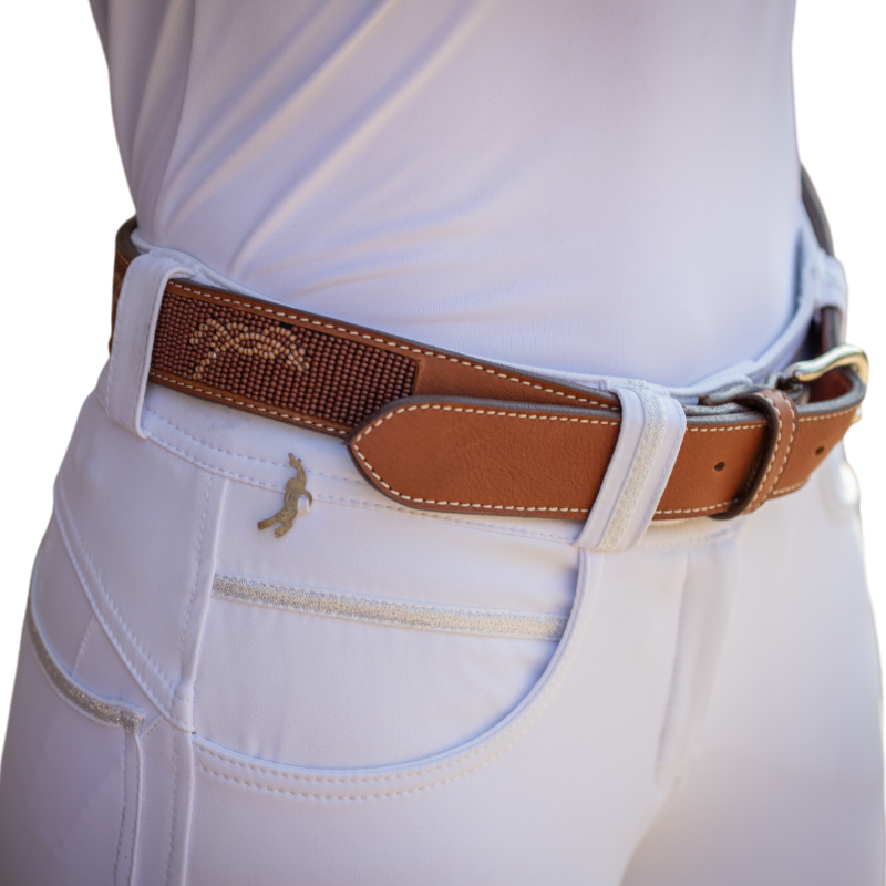 Pénélope - Ceinture femme Pearlog cognac/ caramel