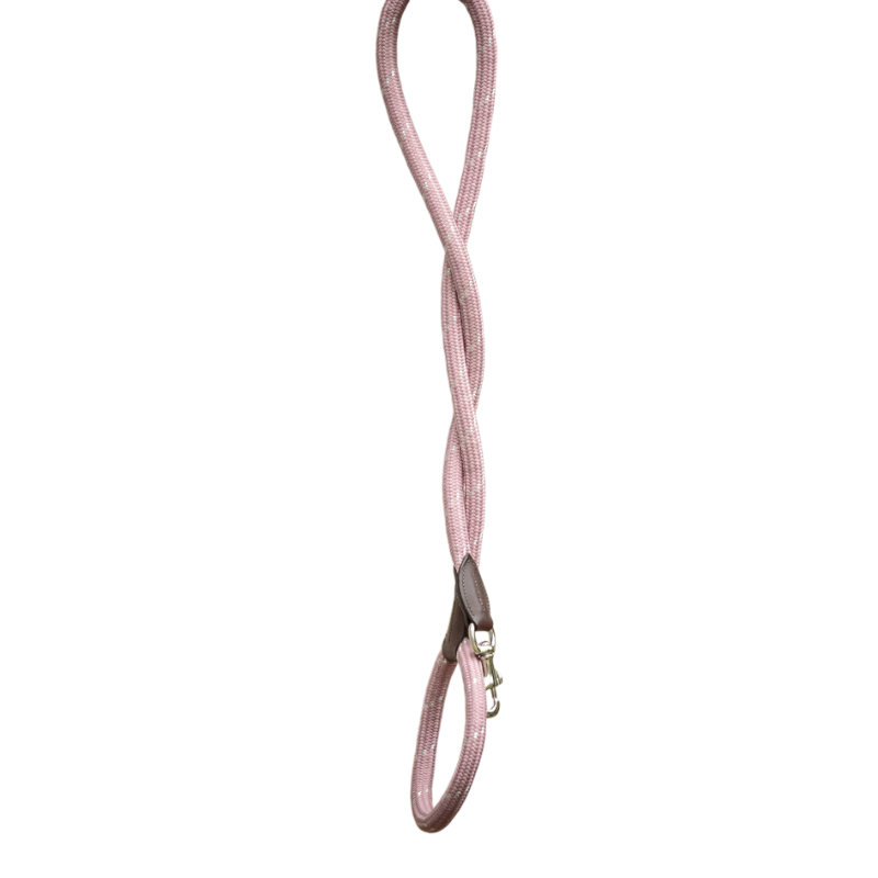 Pénélope - Billie pink dog leash/ black leather 