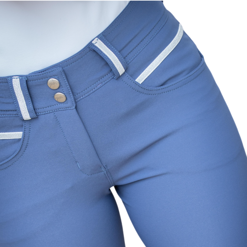 Pénélope - Pantalon d'équitation femme Fun Pushup bleu dauphin