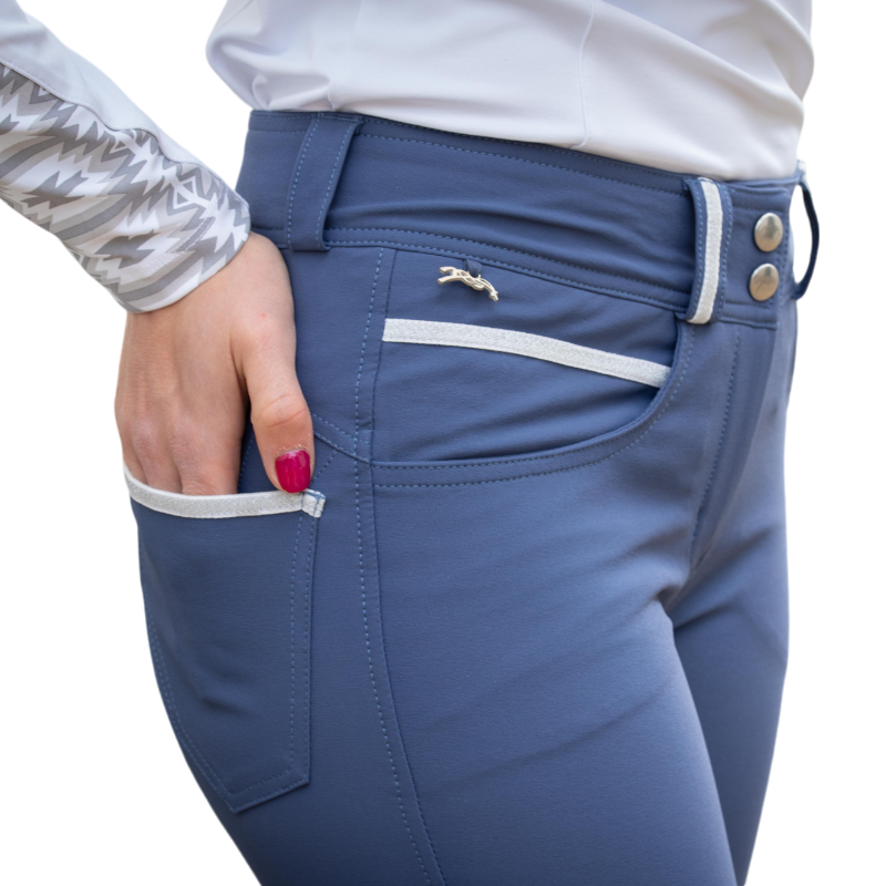 Pénélope - Pantalon d'équitation femme Fun Pushup bleu dauphin