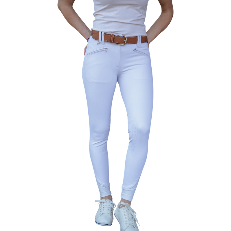 Pénélope - Pantalon d'équitation femme Rocky blanc taille mi-haute