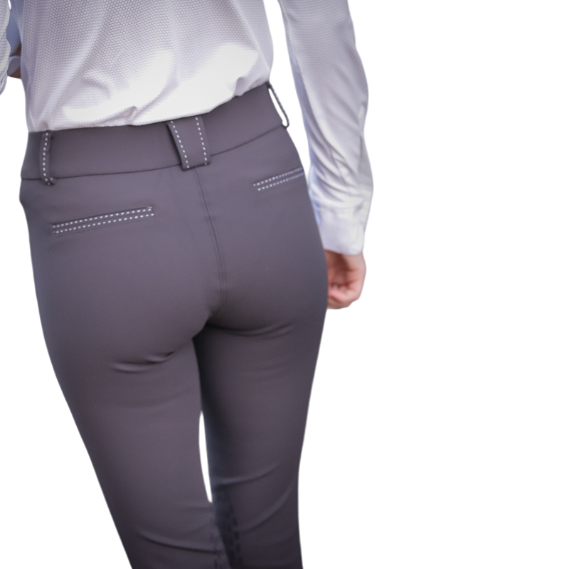 Pénélope - Pantalon d'équitation femme Rocky gris anthracite taille mi-haute