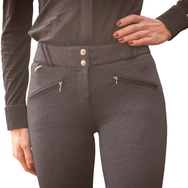 Pénélope - Pantalon d'équitation femme Romy gris chiné