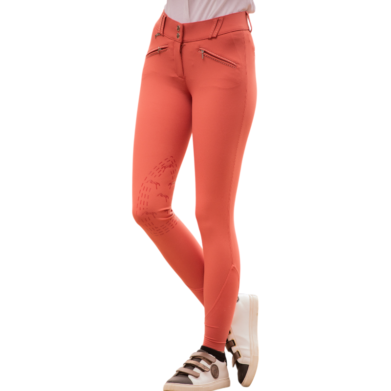 Pénélope - Women's High-Waisted Riding Pants Rocky Peach 