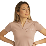 Pénélope - Damen Kurzarm-Poloshirt Josie beige/rosa | - Ohlala