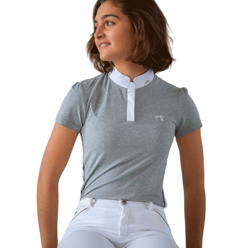 Pénélope Store - Moon gray women's short-sleeved polo shirt