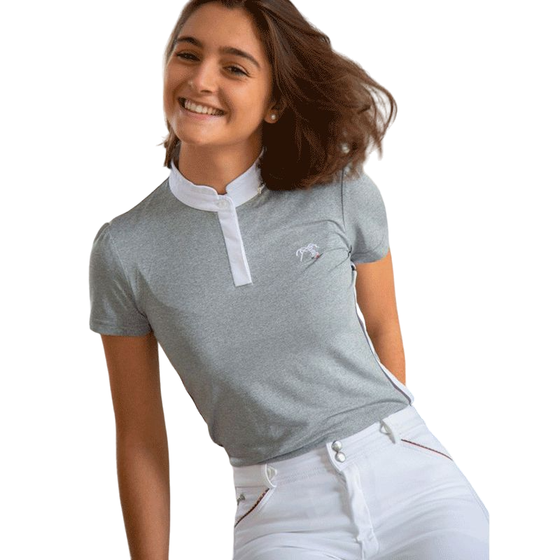 Pénélope Store - Moon gray women's short-sleeved polo shirt